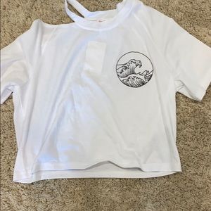 Cold shoulder white crop top